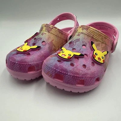 Crocs Pokemon Pikachu Classic Clog - Pink - Glitter - 211229-90H Sizes 12-13 NEW - Image 1 of 4