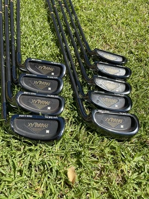 Lynx Parallax Black Irons Set (3,4,5,6,7,8,9,SW,PW) Graphite Reg Shafts Gunmetal - Image 1 of 4
