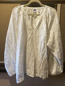 Old Navy Women's White Embroidered Pullover V-Neck Peasant Blouse Size XXL - Picture 1 of 14