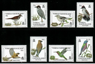 Islas Turcas y Caicos 1993 - Pájaros - Juego de 8 estampillas - Scott #1045-52 - MNH Foto 1 de 3