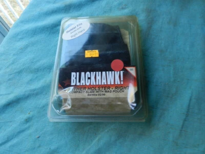Blackhawk leather holster, right ,with mag pouch, compact slidefor Beretta 92/92 - Image 1 of 4