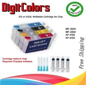 212 212XL Alternative Refillable Cartridge  No Chip WF-2830 WF-2850 XP-4100 4105 - Picture 1 of 4