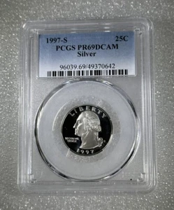 1997-S 25C Washington Quarter PCGS PR69DCAM 90% Silver - Picture 1 of 2