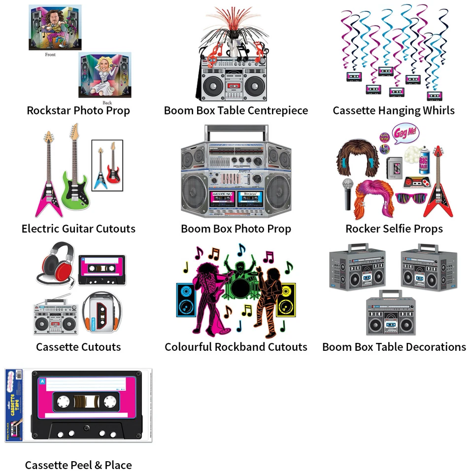 80'S MUSIC & ROCK STAR THEME DECORATIONS - PARTYWARE COMPLETE SELECTION - Image 1 of 1