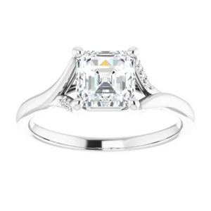 1 ct Asscher Cut D-VVS1 Moissanite Wedding Engagement Ring S925 Sterling Silver - Picture 1 of 12