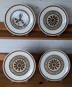 Royal China Monterey Dinner Plates 10.25" Cavalier Ironstone USA Set Of 4 Brown - Picture 1 of 23