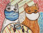 Pit Bull Terrier in Quarantine Art Print 5 x 7 Dog Collectible Artist KSams Mask