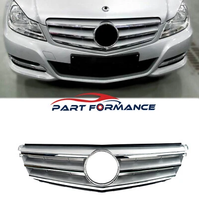 Fits For C Class W204 C250 C300 C350 Front Chrome Grille 2007-2014 Foto 1 de 4