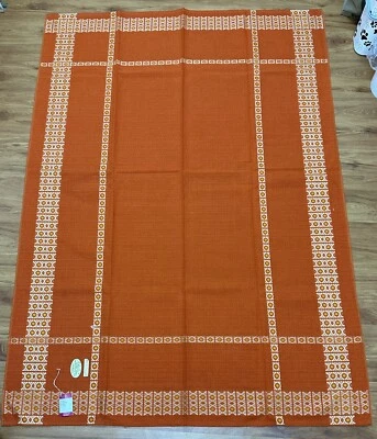 Retro Vintage Floral Orange Rectangle Tablecloth - West Germany Linen - Image 1 of 4