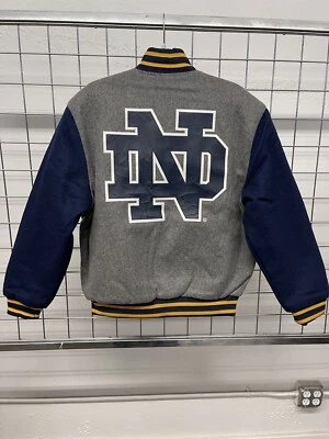 Notre Dame by JH Design;  Wool Jacket, Leather Logos & Quilted Lining. Size L - Image 1 of 4