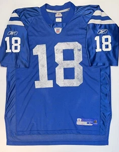 Vintage 1980er Reebok NFL Equipment Indianapolis Colts Manning #18 blau Trikot Gr. L - Bild 1 von 11