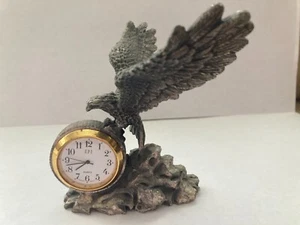 Vintage 1994 SPI Eagle Pewter Shelf Desk Table Clock - RARE! - Picture 1 of 10
