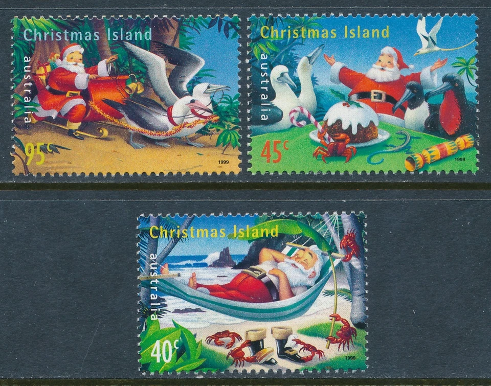 JUEGO DE 3 NAVIDAD ISLA NAVIDAD 1999 FINO COMO NUEVO MNH Foto 1 de 1