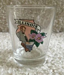 Abraham Lincoln Illinois State Outline 2 1/4"  Shot Glass  FREE SHIPPING - Picture 1 of 4