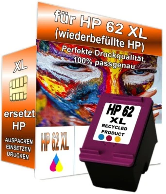 1 Druckerpatrone Refill für HP 62 XL Envy 5540 5544 5545 5547 5548 5640 Farbe - Bild 1 von 4