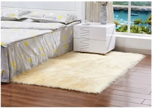 Large Faux Fur Sheepskin Rug Soft Chair Seat Cover Non Slip Fluffy Carpet Mats - Picture 1 of 24