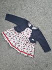 Baby Girls Jasper Conran Dress Outfit 0-3 Months Floral Red Blue Cardigan I