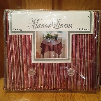 Bess Home Fashion Manor Linens 35" Square Table Topper Gold, Burgundy & Orange - Image 1 of 4