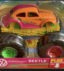2021 HOT WHEELS MONSTER TRUCKS NEON SHOCKERS VOLKSWAGEN BEETLE 1:64 New - Picture 1 of 2