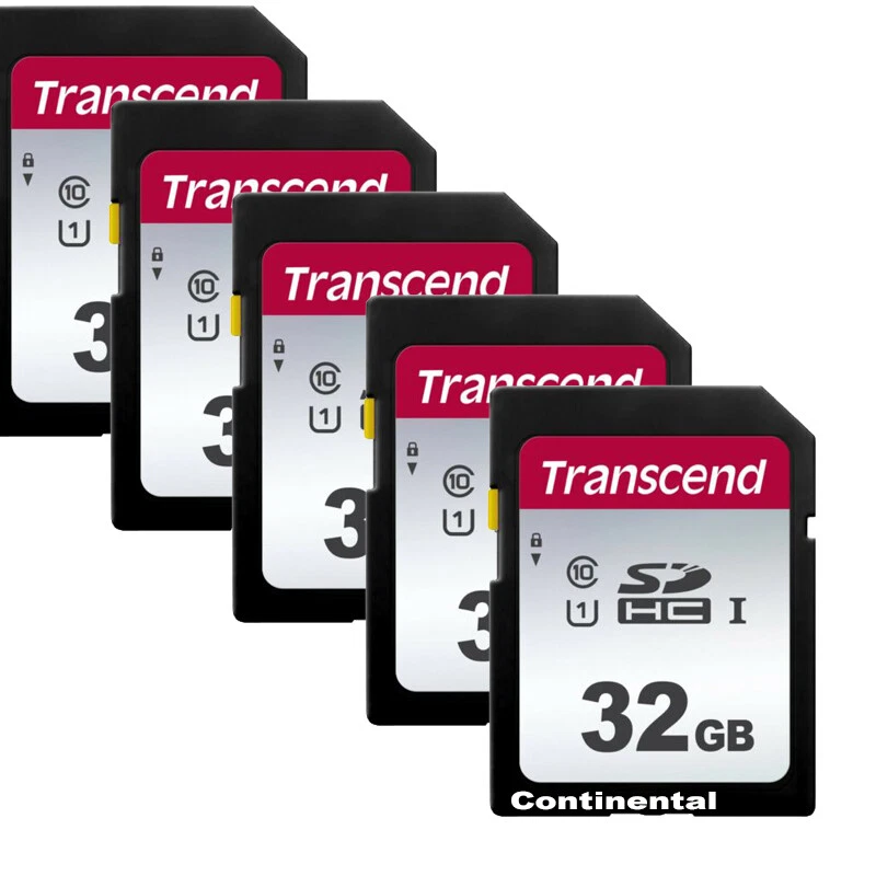 5 Pack Transcend 32GB SDHC Class 10 SD Memory Card , Read up to 100MB/S - Image 1 of 3