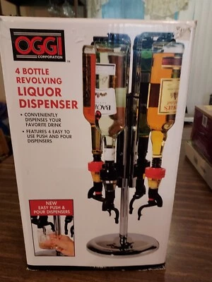 New-OGGI 4 Bottle Revolving Liquor Dispenser Stainless Steel - Image 1 of 4