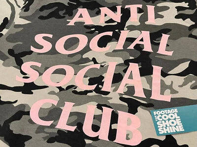 ANTI SOCIAL SOCIAL CLUB FROZEN CAMO HOODIE SWEATSHIRT WHITE GREY BLACK PINK S - Image 1 of 4