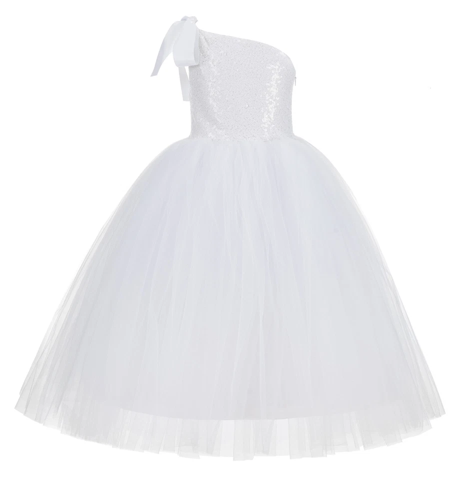 One-Shoulder Sequins Tutu Flower Girl Dresses Pageant Dress Tutu Dress Communion - Image 1 of 1