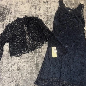 KLEID SOULMATES Set HANDGEHÄKELT BOLERO MANDARINKRAGEN JACKE Large.  100% Seide - Bild 1 von 23