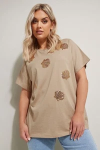 Yours Curve Women's Plus Size Sequin Embellished Shell T-Shirt - Picture 1 of 8