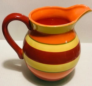 Vintage Distressed Ceramic Pitcher - Blue Pottery Butter Milk Jug with Handle 9" - Picture 1 of 4