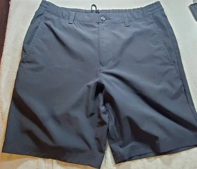 Pantalones Cortos de Golf PGA Tour Para Hombres 34x9 Azul Marino Frontal Plano Cinturón Lazos Bolsillos tiro Medio Foto 1 de 4