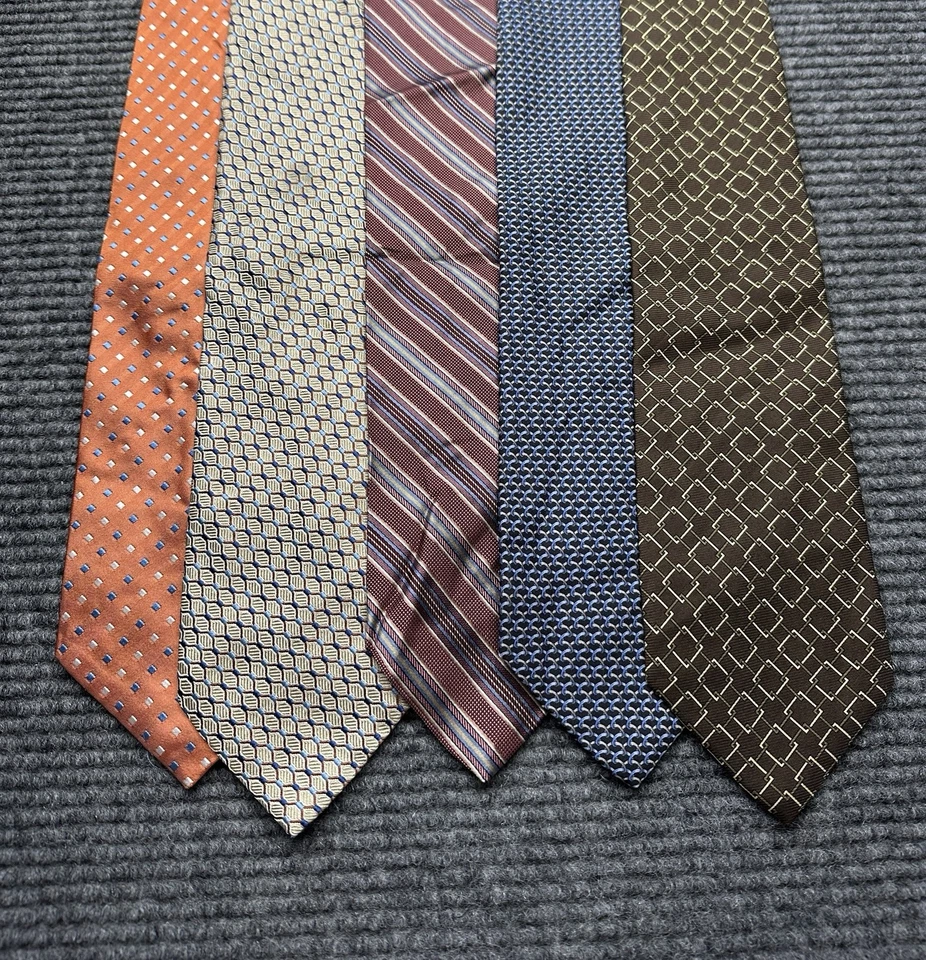 Lote Corbata Barneys Nueva York Hombre 100% Seda Hecha a Mano en Italia Conjunto de 5 Patrones Foto 1 de 4