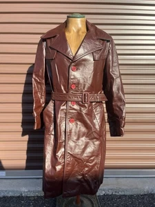 Vintage 70er Jean Pierre Leder Trenchcoat Gr. 38 braun Fell gefüttert Made Argentina M/L - Bild 1 von 13