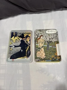 Menge 2 Melamin Schmuck/Münztabletts Hergestellt in Italien 6” x 4” Toulouse Latrec/Avril - Bild 1 von 20