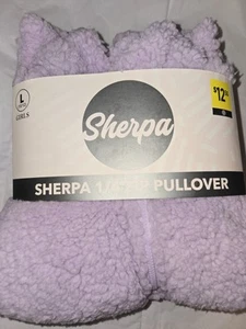 Purple Girls Sherpa 1/4 Zip Pullover size Large Girls Fuzzy Bobbie Brooks - Picture 1 of 2