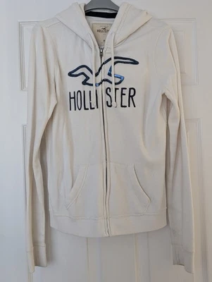 Women's Hollister White Zip Up Hoodie with Pockets - UK Size M - Image 1 of 4