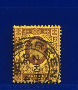 1906 SG233 3d Dull Reddish Purple/Yellow Lemon back CSP Greenock GU c.£85 ebsj - Picture 1 of 3