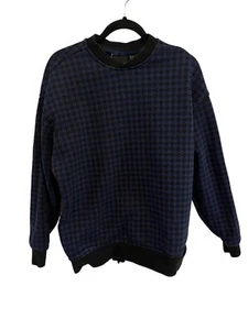 ADIDAS  x IVY PARK Mens Sweatshirt Blue Houndstooth Crew Neck HALLS OF IVY Sz L - Picture 1 of 4