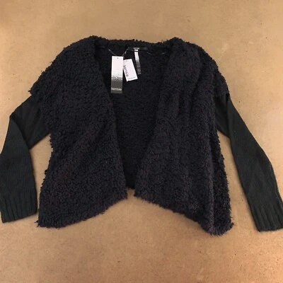 Palomitas de maíz negras Kensie para mujer talla grande tejidas manga larga frente abierto encogerse de hombros nuevas con etiquetas Foto 1 de 4