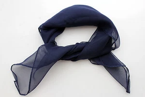 Fun Women Fabric Casual Fashion Mini Scarf Dark Midnight Navy Blue Pocket Square - Picture 1 of 12