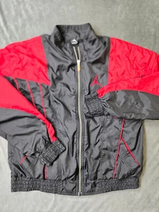 Giacca a vento Nike Air Jordan uomo grande nera rossa Chicago Bulls vintage - Foto 1 di 13