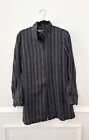 Flax Linen Black Striped Button Front Tunic Lagenlook Size S