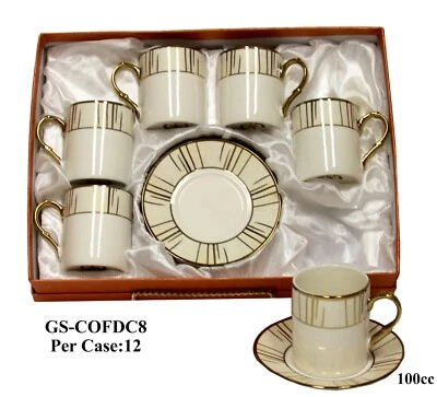 Juego tazas de café 100cc dorado/blanco juego de tazas y platillos de café Foto 1 de 2