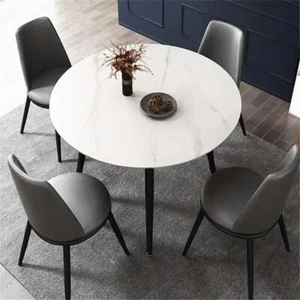 Modern Round Marble Dining Table 80cm – 4 Seater Kitchen/Living/Restaurant Use - Picture 1 of 6