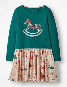NEW Sequin Logo Dress by Mini Boden Size 4-5y (110cm) - Picture 1 of 5