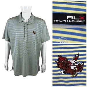 RLX Ralph Lauren Mens XL Striped Golf Polo Shirt DOUBLE EAGLE CLUB Stretch EUC - Picture 1 of 11