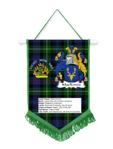 MacKenzie Scottish Clan Auto / Wandwimpel mit grünem Rand tolles Souvenir  - Bild 1 von 3