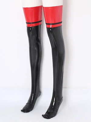 iEFiEL halterlose Strümpfe Wetlook Lack Leder Strümpfe zum Anstrapsen Stockings - Bild 1 von 4