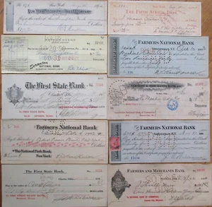 Antique Checks, 100 Different Quality, All Pictured, Most 1870-1910, All Issued - Picture 1 of 8