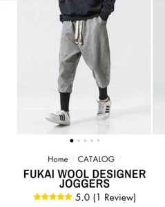 New Fukai Wool Designer Joggers Urban Society Men's Joggers Grey Med - Picture 1 of 10